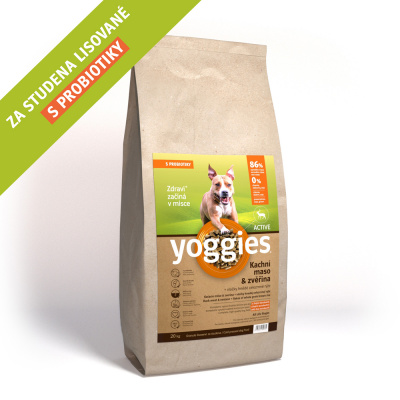 Yoggies granule pro psy lisované za studena s probiotiky Active Kachní maso a zvěřina 20kg