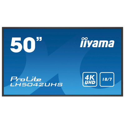 50" iiyama LH5042UHS-B3: VA, 4K UHD, 500cd/m2, 18/7, LAN, Android 8.0, černý černá
