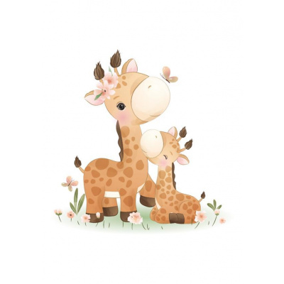 Plakát Žirafí mamka a mládě