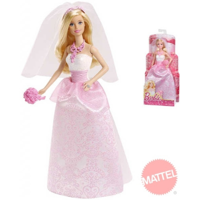 MATTEL BARBIE BRB Panenka nevěsta s kyticí v růžovo bílých šatech - Hračky Ňuff.cz