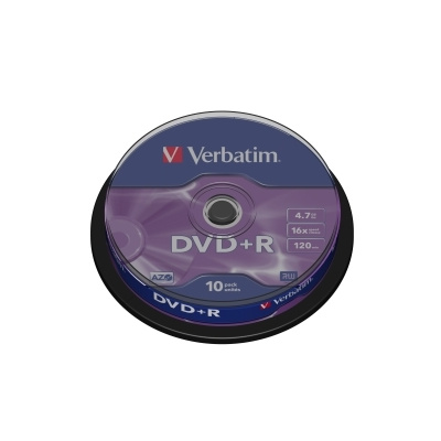 VERBATIM DVD+R(10-Pack)Spindl/MattSlvr/16x/4.7GB