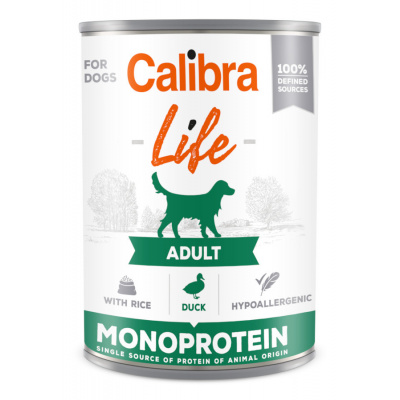 Calibra Dog Life Adult Duck 6x 400 g, monoprotein konzerva