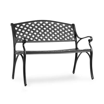 Blumfeldt Pozzilli BL, zahradní lavička, litý hliník, odolná vůči nepřízni počasí, černá (GDW27-Pozzilli BL)