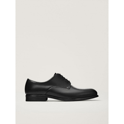 MASSIMO DUTTI BLACK LEATHER DERBY SHOES