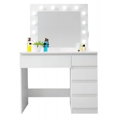 Aga Toaletní stolek se zrcadlem, osvětlením a el.zásuvkou MRDT06-MW-S Matný bílý