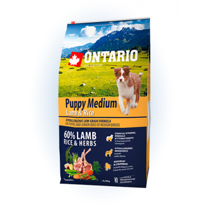 Ontario Puppy Medium Lamb & Rice 6,5 kg