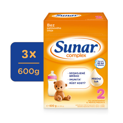 3x SUNAR Complex 2 Mléko pokračovací 600 g