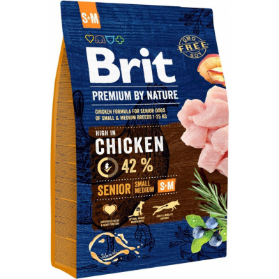 Brit Premium by Nature Dog Senior S+M 3 kg (ex.sklad expedujeme do 48 hodin)