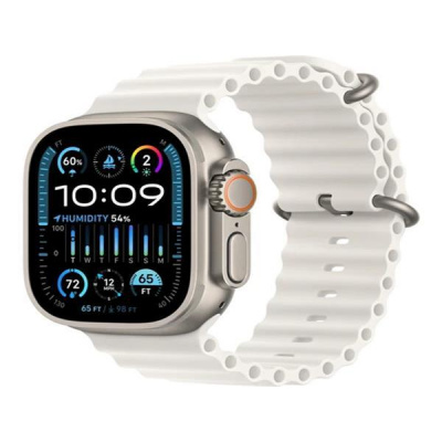 489153 - Apple Watch Ultra 2 49mm titanová s bílým oceánským řemínkem - MREJ3CS/A