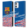 Pouzdro na mobil Apple Iphone 12 MINI - HEAD CASE - FC Barcelona - Logo název (Otevírací obal, kryt na mobil Apple Iphone 12 MINI - Fotbalový klub FC BARCELONA znak na modrém pozadí)