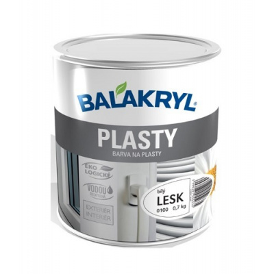 Balakryl PLASTY 0100 bílá lesk 0,7kg (Vodou ředitelná akrylátová krycí barva pro nátěry plastů v interiéru)