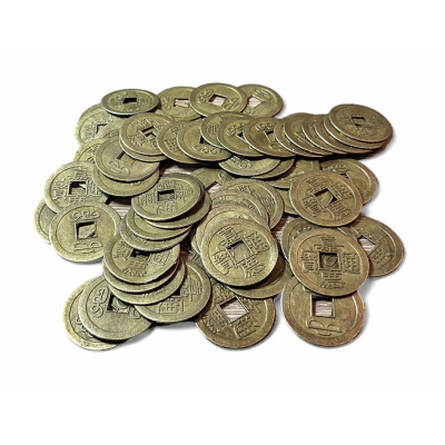 Čínská mince pro štěstí - 50ks (vel.2,2cm)