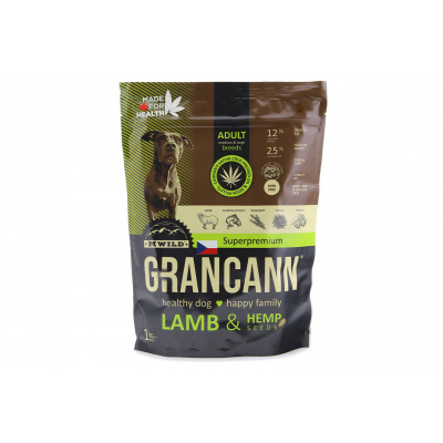 GRANCANN Lamb & Hemp seeds Adult medium & large, jehněčí a konopná semínka, Hmotnost/objem: 12kg