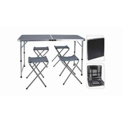 PROGARDEN Kempingový nábytek stůl + 4 židle skládací REDCLIFFS KO-X61210200