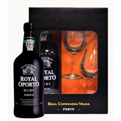Real Companhia Velha Royal Oporto Ruby - dárkové balení se skleničkami,0,75l