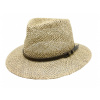 Fiebig - Headwear since 1903 Pánský slaměný klobouk z mořské trávy s koženou stuhou - Fedora Velikost: 57 cm (M)