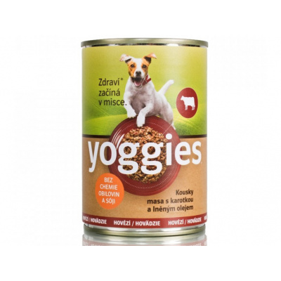 Yoggies hovězí konzerva s karotkou a lněným olejem 400g