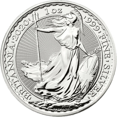 Royal Mint UK British Britannia stříbrná mince 1oz 2020