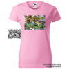 damske-tricko-potisk-dinosauri-menici-barvu Velikost dámská trička Basic: L šířka 51, délka 65, Odstín dámské tričko Basic: Růžové