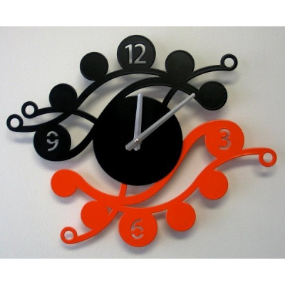 LASKOWSCY DESIGN Nástěnné hodiny Camea G black/orange 41cm