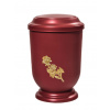 Pohřební Plastová urna na popel, oválné prohlé víčko, červená, bez štítku, růže