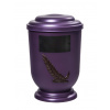 Pohřební Plastová urna na popel, oválné oblé víčko, fialová, štítek č. 51, 100 x 50, snítka