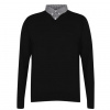 Pierre Cardin Mock V Neck Jumper Mens Black XL