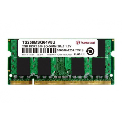 775217 - Transcend TRANSCEND - TS256MSQ64V8U - MEMORY, 2GB, SODIMM, DDR2, 800MHZ - TS256MSQ64V8U