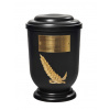 Pohřební Plastová urna na popel, oválné oblé víčko, černá, štítek č. 50, 100 x 50, snítka