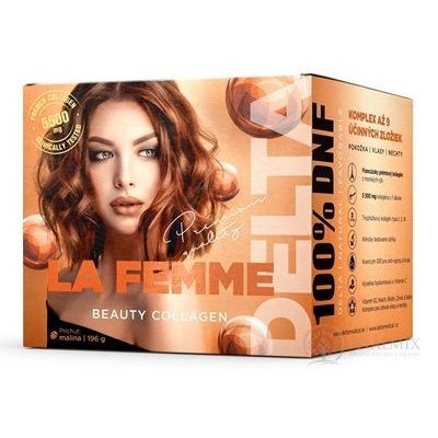 DELTA LA FEMME beauty COLLAGEN 5 500 mg prášek pro přípravu nápoje, rozpustný kolagen, příchuť malina 196 g