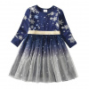 Čína Dívčí sváteční tmavě modré šatičky se síťovanou sukní - vločky a hvězdy Velikost: 104/4T