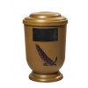 Pohřební Plastová urna na popel, oválné oblé víčko, zlatá, štítek č. 51, 100 x 50, snítka