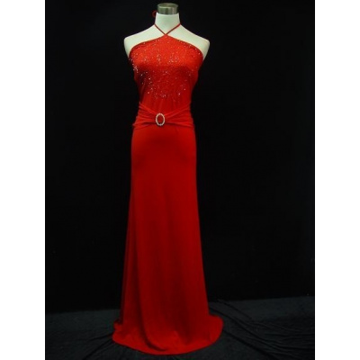 Cherlone | Dlouhé červené společenské šaty s holými zády - 40-42