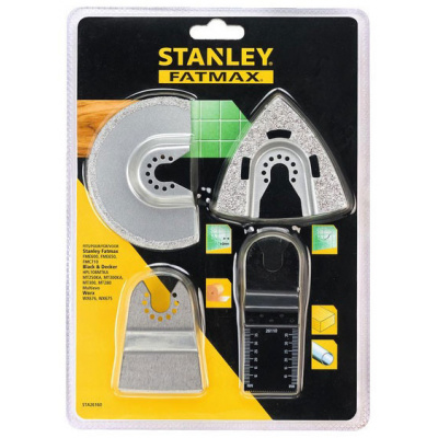 Stanley STA26160-XJ Segmentový karbidový kotouč O 92 mm tl. > 3 mm delta karbidová rašple 73 x 75 mm pevná škrabka HCS 52 x 26 mm ponorný pilový list BiMetal 32 x 40 mm 18 TPI