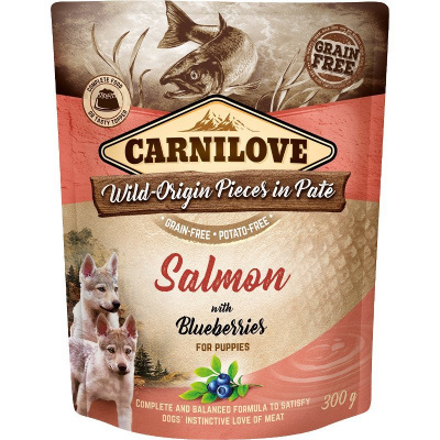 Carnilove Dog Pouch Paté Salmon with Blueberries for Puppies 300 g