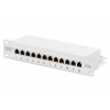 DIGITUS CAT 5e, patch panel třídy D, stíněný, 12 portů RJ45 8P8C, LSA, 1U, 254 mm (10 "), montáž do stojanu, šedá (DN-91512S-G)