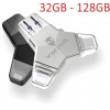 VIKING USB FLASH DISK 3.0 4v1 32GB, S KONCOVKOU APPLE LIGHTNING, USB-C, MICRO USB, USB3.0, černá