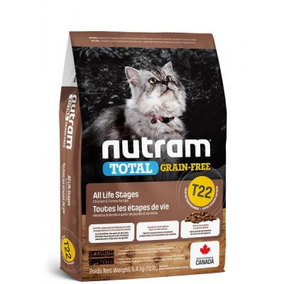 Nutram Pet Prod. (CAN) T22 Nutram Total Grain Free Turkey, Chicken & Duck Cat - bezobilné krmivo - krůta, kuře a kachna, pro kočky a koťata 1,13kg