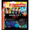 Barevné tužky "Woody ARTY 3 in 1", 6 různých barev, kulatá, silná, STABILO