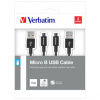 Kabel USB (2.0), USB A M reversible- USB micro M reversible, 1m, reversible, 3 černý, Verbatim, box, 48874, 2ks, 2x100cm