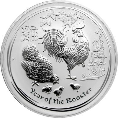 Stříbrná investiční mince Year of the Rooster Rok Kohouta Lunární 1 Kg 2017