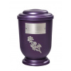 Pohřební Plastová urna na popel, oválné oblé víčko, fialová, štítek č. 52, 100 x 50, růže