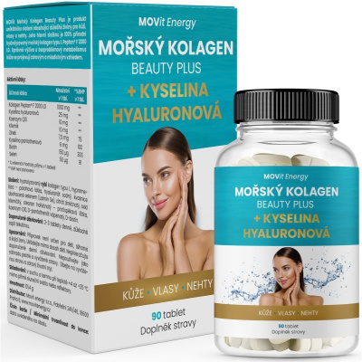 Movit Energy Mořský kolagen Beauty Plus s kyselinou hyaluronovou tablety pro vlasy, nehty a pokožku 90 tbl