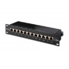 Digitus CAT 5e, patch panel třídy D, stíněný, 12 portů RJ45 8P8C, LSA, 1U, 254 mm (10 "), montáž do stojanu, černá DN-91512S