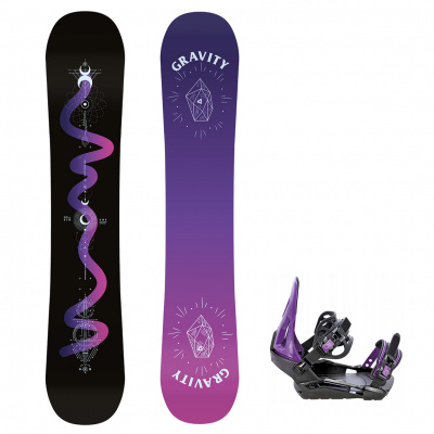 Gravity snowboards Snowboard komplet Gravity Sirene black 23/24 + vázání S230 black/violet Velikost: 156 cm, Velikost vázání: S/M