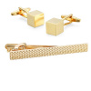 Zlatý set - spona na kravatu Geometric a manžetové knoflíčky Cube