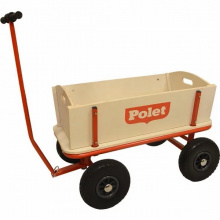 Dětský dřevěný vozík Polet (750010) (Dřevěný dětský vozík na pískoviště nebo na zahradu, dřevěná korba a kovový rám, nafukovací kola)