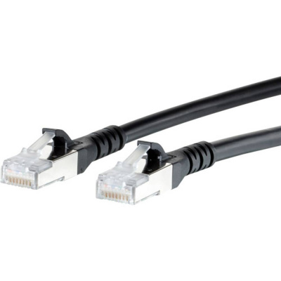 Metz Connect 1308451500-E RJ45 síťové kabely, propojovací kabely CAT 6A S/FTP 1.50 m černá s ochranou 1 ks