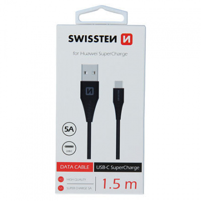 DATA CABLE SWISSTEN USB / USB-C HUAWEI SUPER CHARGE 5A 1.5M BLACK 71504430