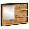 Petrashop Zrcadlo s policemi 80x8x55 cm sklo a masivní mangovníkové dřevo Hnědá 358578